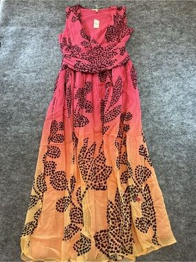 Verb Pink Scoop Neck Top - Hot Pink with Black Print Size S